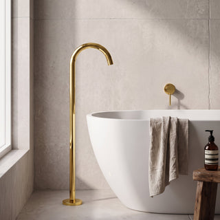 Reno polished gold shower mixer tap close-up showing handle and body detail