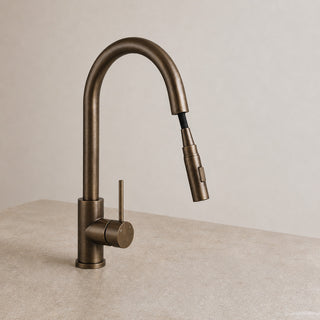 Reno Pull-Out Kitchen Mixer - Antique Brass