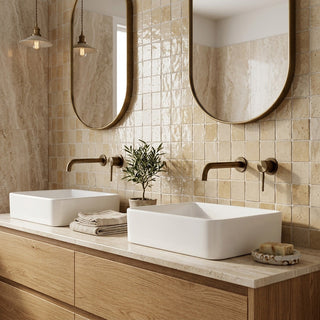 Reno antique brass shower mixer tap angled view showing body profile