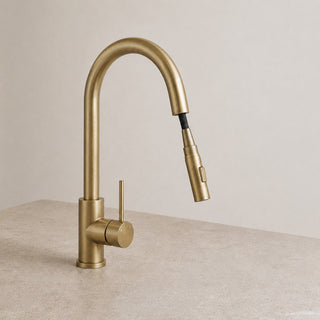Reno Pull-Out Kitchen Mixer - Brushed Brass