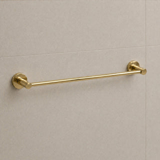 Reno polished gold single towel rail on white background full view